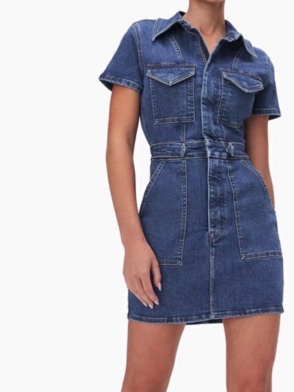 [NWOT] Good American Denim Shirt Fit Dress - Blue